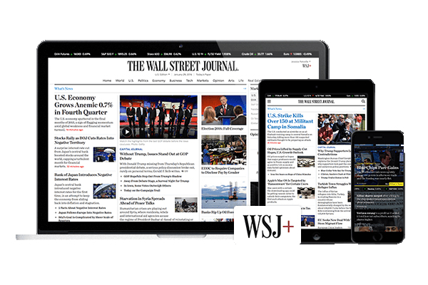Wall Street Journal displayed as a newspaper and on mobile devices 