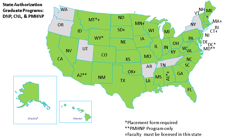 Map of authorized states