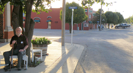 Max Yoho in downtown Colony, Kansas