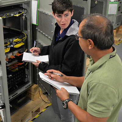 System administrators look at networking server