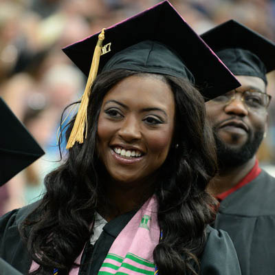 female student at graduation ceremony