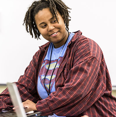 A student works on an assignment in the KBI Forensics Lab at Washburn