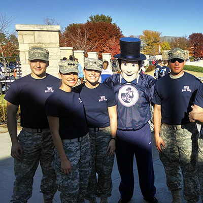 Military students with Ichabod mascot