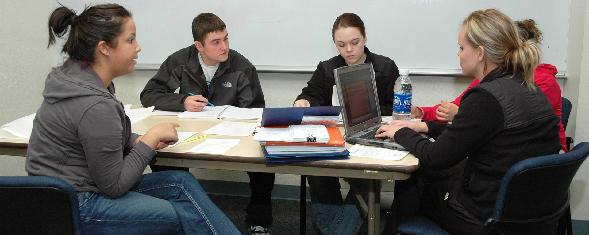 Washburn students work together on a project in Petro Allied Health Center