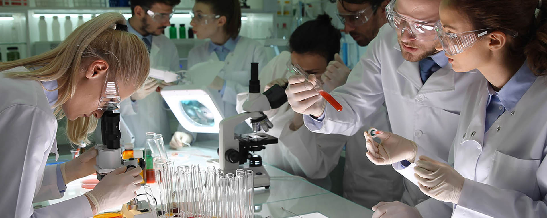 medical laboratory science students working on analysis