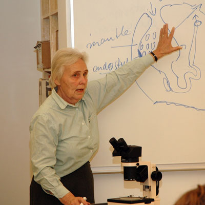 Biology instructor teaching a class