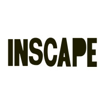 Inscape logo, black lettering of the word with styalized font and kerning