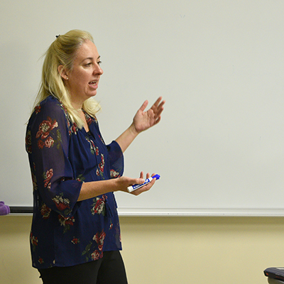 French professor in the classroom