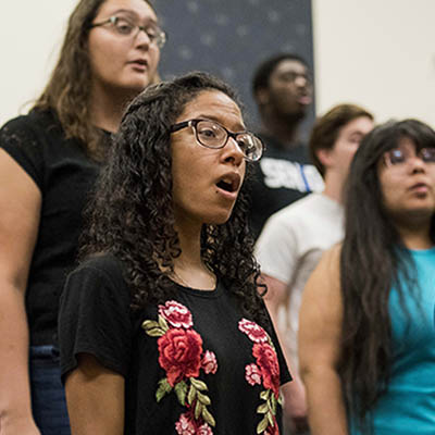 A student singing.