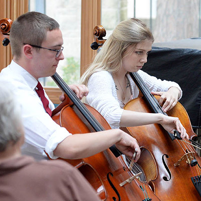 Cello Ensemble Performing in Chapel