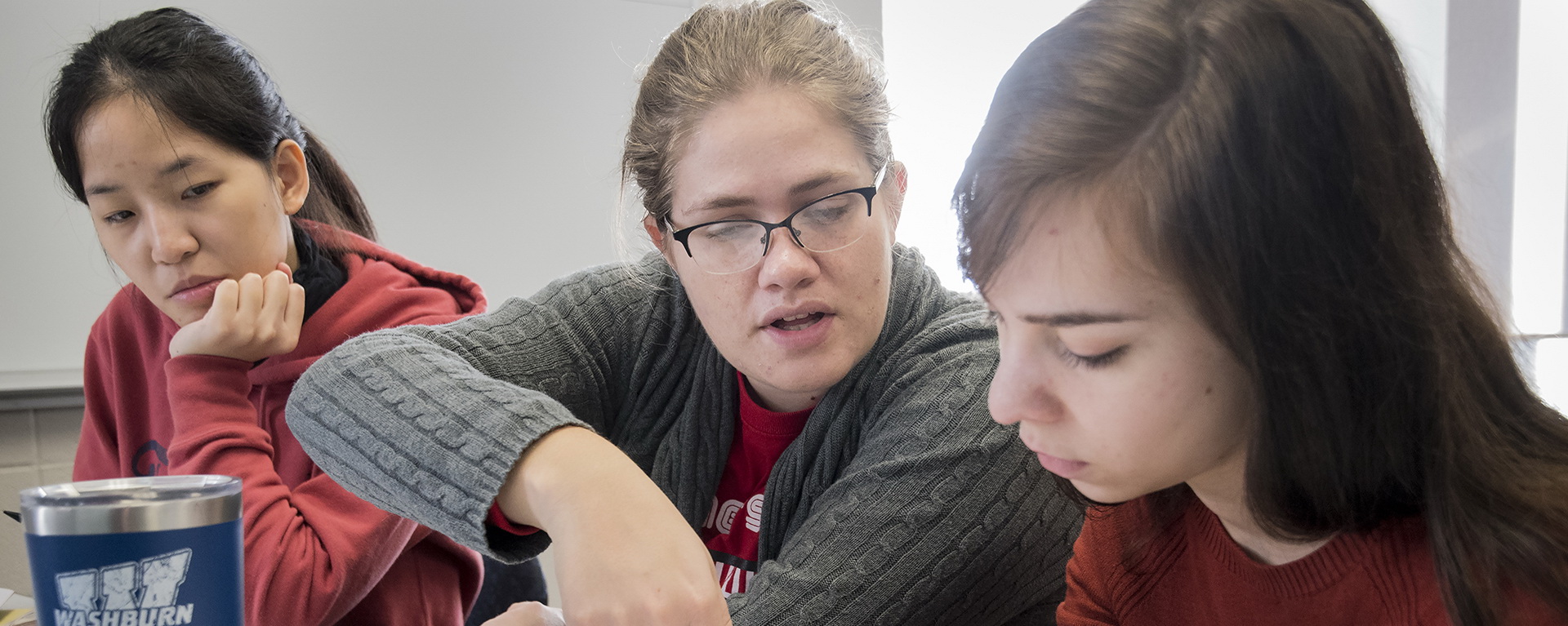 Students discussing in a classroom