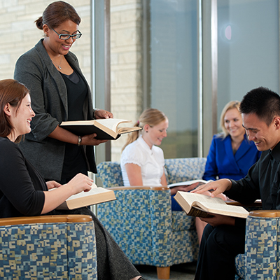 Washburn students work on assignments in Henderson Learning Center.