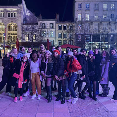 A group of students pose for a photo