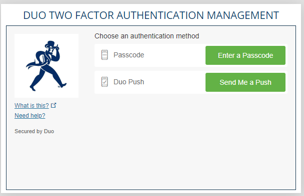 duo authentication method screenshot