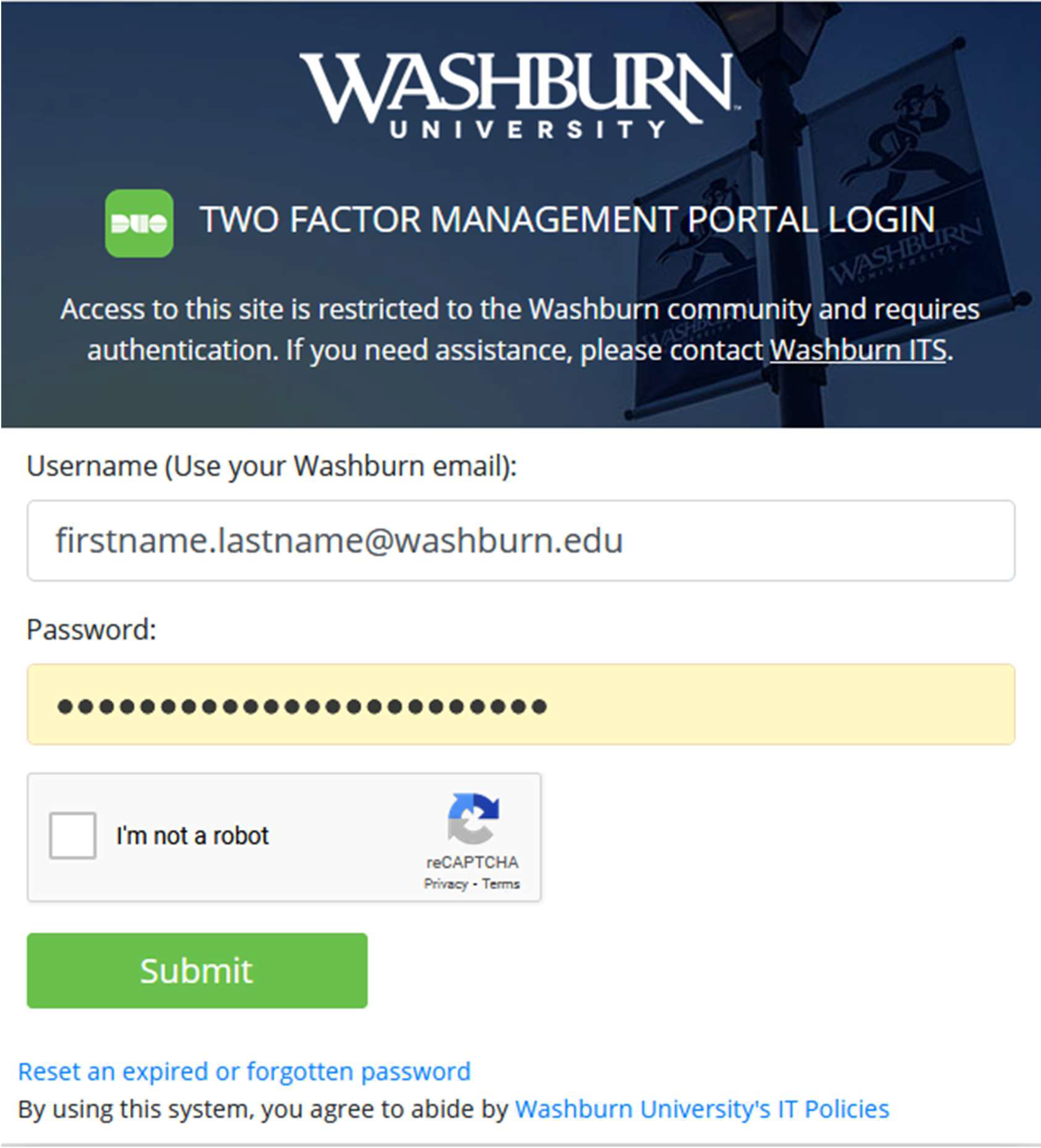 DUO self manage Washburn University