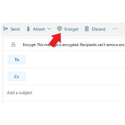 screen capture of outlook web app encryption / permission