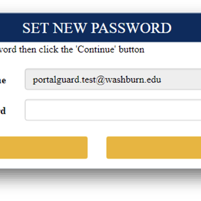 Screenshot of password field with the instructions Please provide your current password then click the Continue button