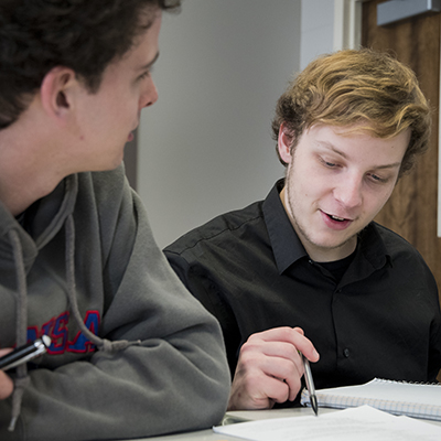 Students at desks in class