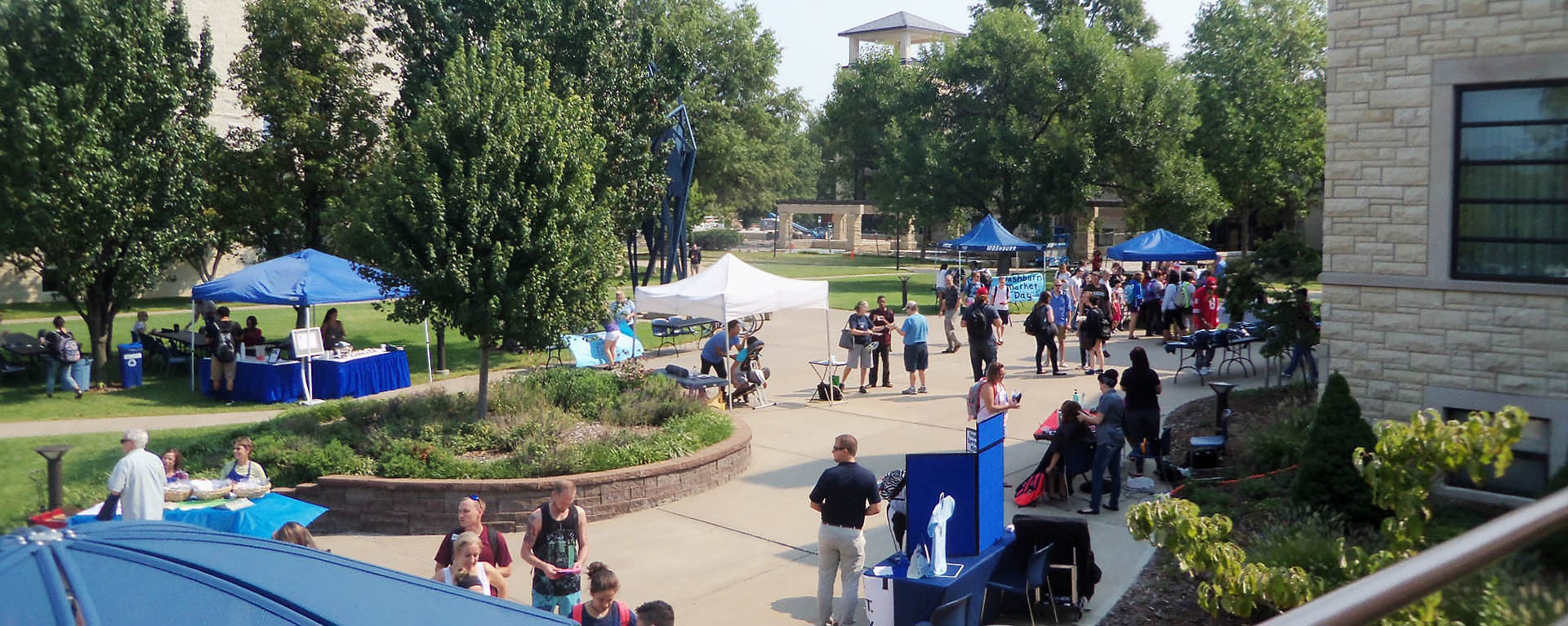Vendor booths and students surround the union for Market Daze