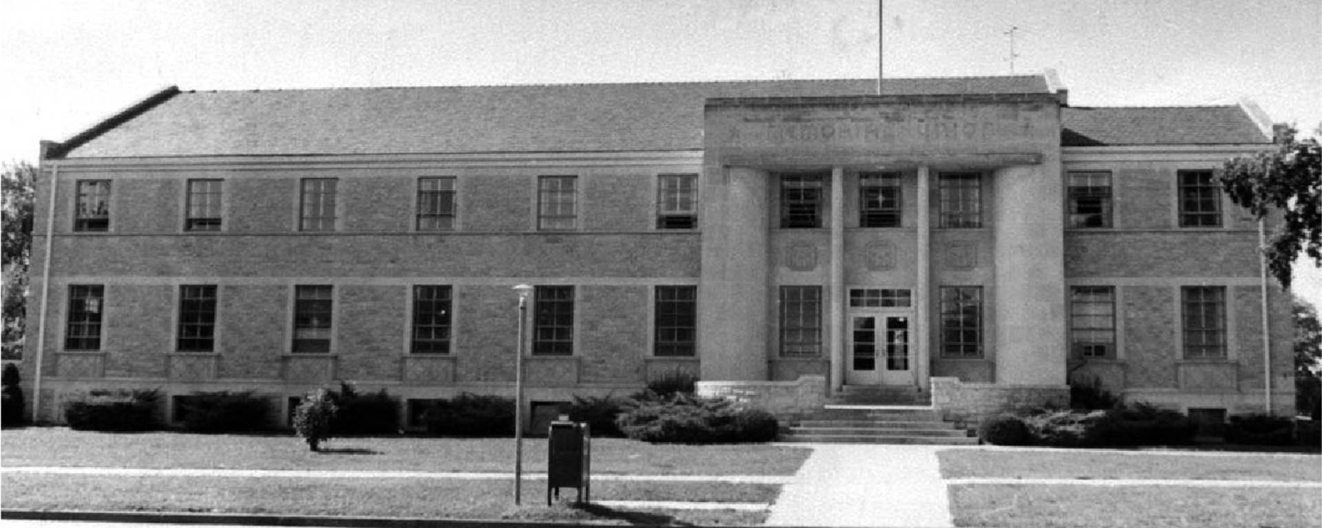 Memorial Union original building black and white 