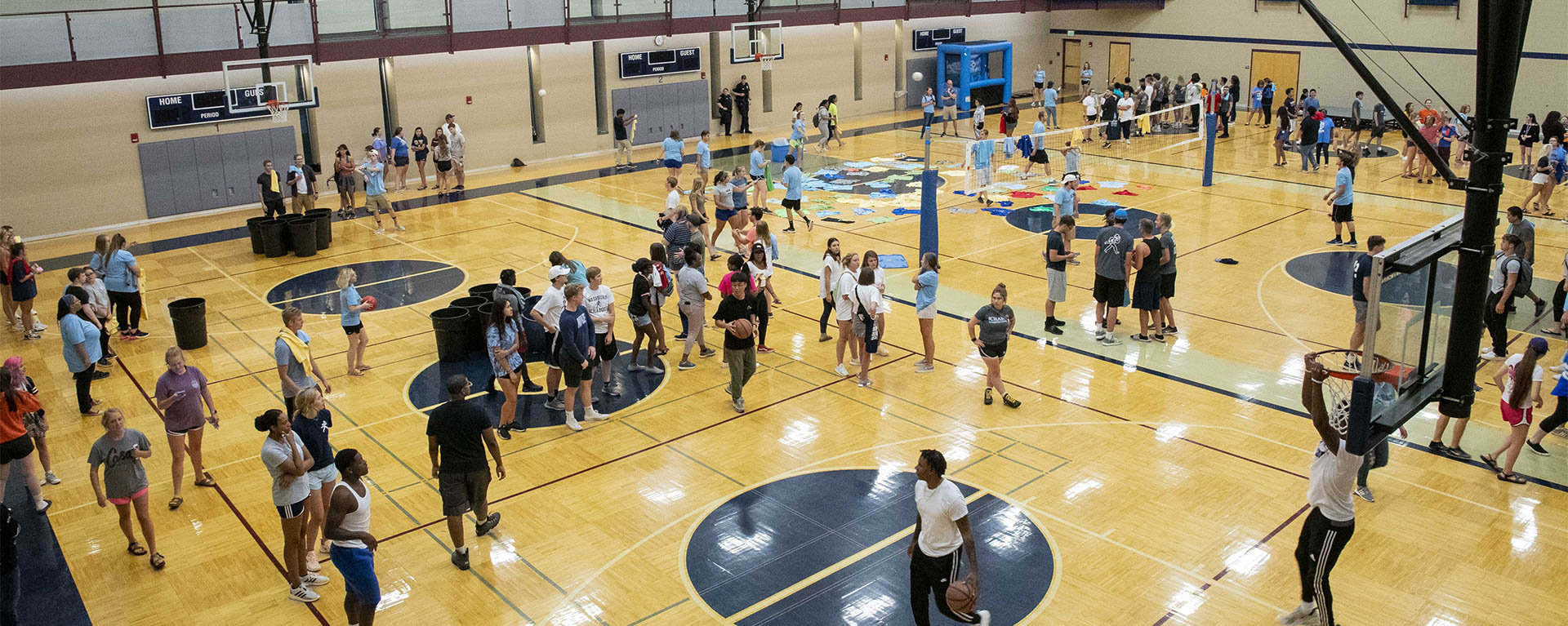 Students explore activities in the SRWC gym as part of Rock the Rec.