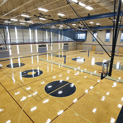 Empty gymnasium view from above.