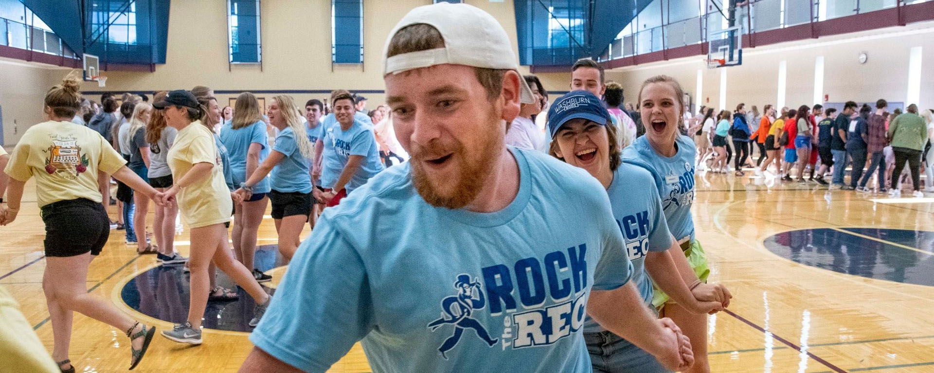 students running and laughing