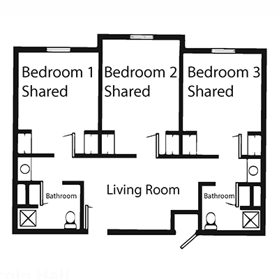 6 person 3 bedroom floor plan