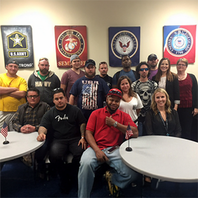 group of veterans posing in MSSC room