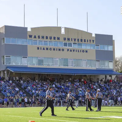 Yager stadium during football event with referees on field