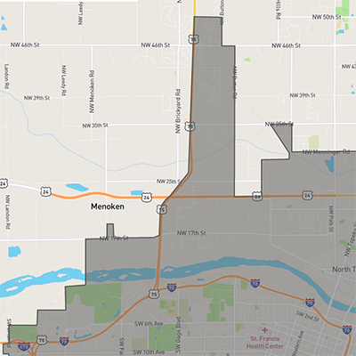 Map shows coverage generally stops to the north at highway 24