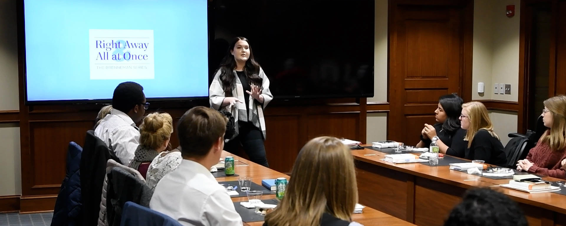 Brenneman Leadership Series class with presenter addressing students