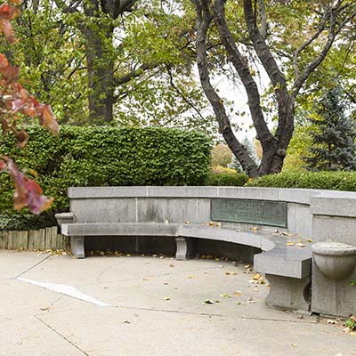 Larrick Memorial bench on a recent fall day.