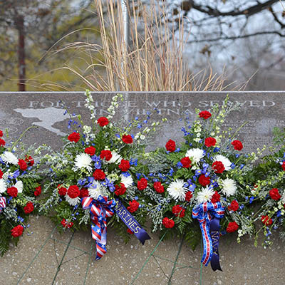 Vietnam Veterans Memorial decorated for Veterans Day.