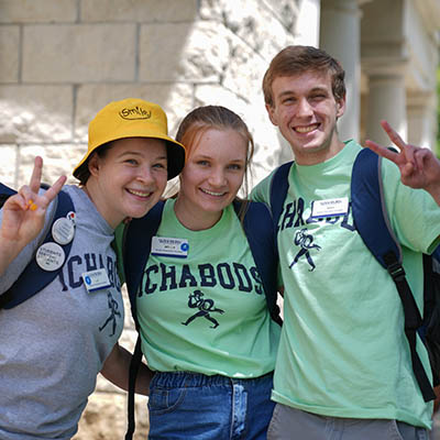 Student Orientation Counselors smile for a photo.