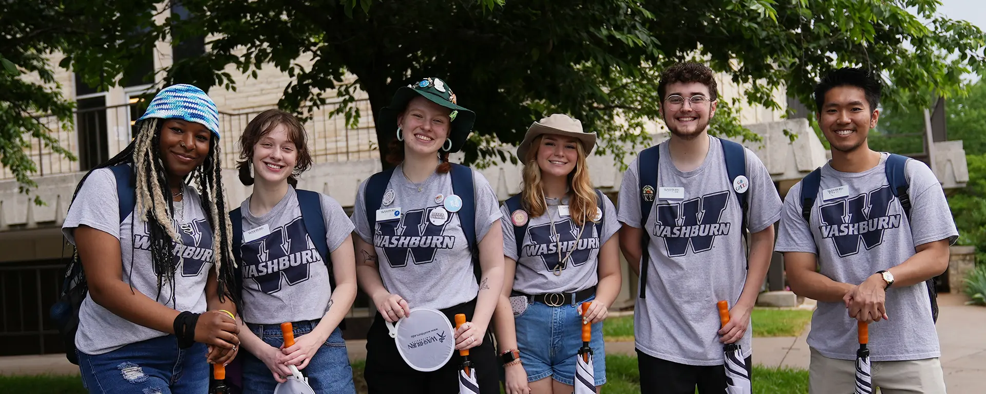 A group of Washburn orientation counselors smile.