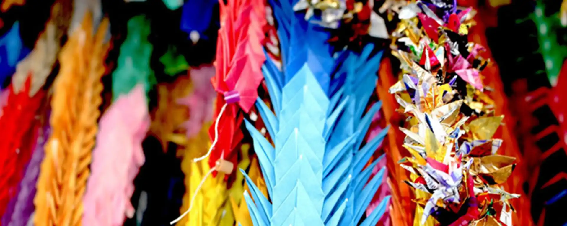 closeup of colorful streamer decorations