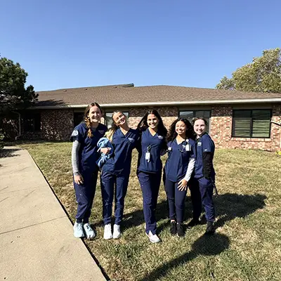 Nursing students at a clinic site.