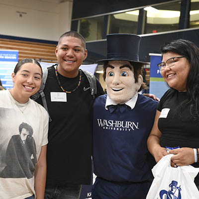 Students pose with Mr. Ichabod for a photo.