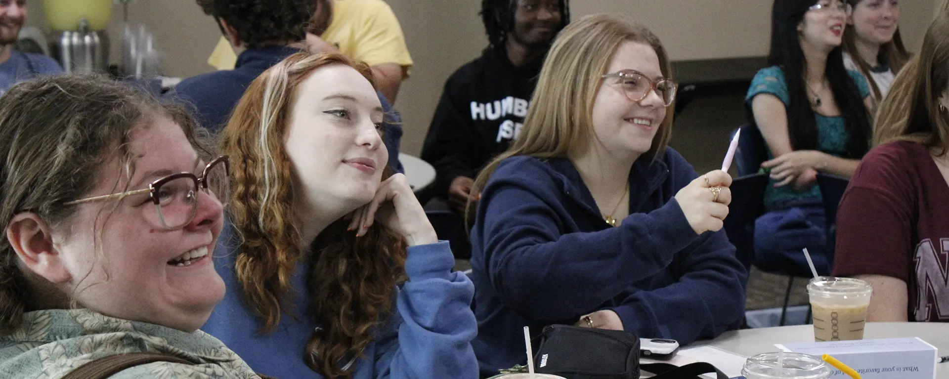 WSGA cabinet members smile during a meeting.