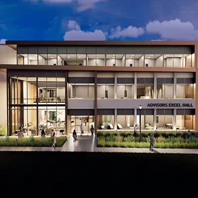 rendering of AE Hall north facade