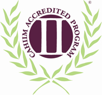 Logo for the Commission of Accreditation for Health Informatics and Information Management Education (CAHIIM).