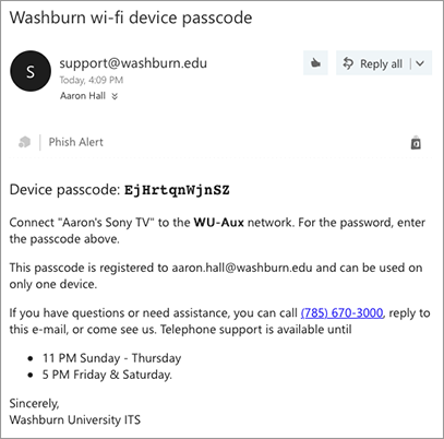 passcode email screenshot