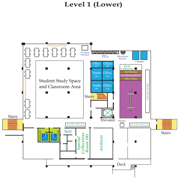 Mabee Library Level 1 Map