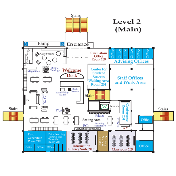 Mabee Library Level 2 Map