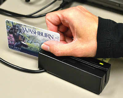 Photo showing the correct way to swipe ID hand swiping card