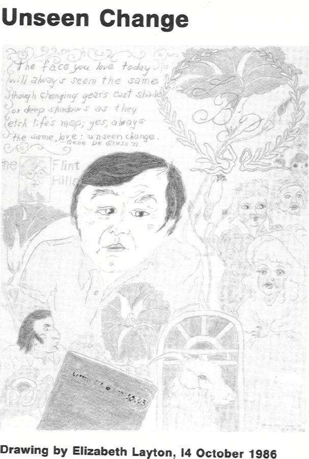 Drawing of Gene DeGruson by Elizabeth Layton