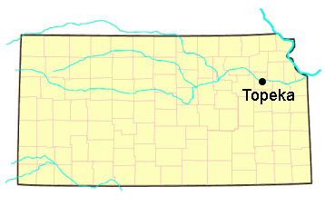 Brett DeFries is associated with Topeka on the Kansas map