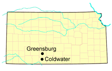 Mary Einsel's Kansas Map, Greensburg and Coldwater