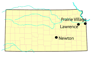 Kansas locations associated with Author, include list